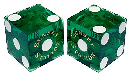 Cyber-Deals Wide Selection of 19mm Craps Dice - Authentic Las Vegas Casino Table-Played (Sunset Station (Green Polished))