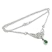 Simulated Emerald Green Glass Teardrop Sterling Silver Celtic Knot Necklace 18