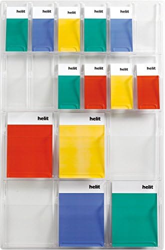 Helit H6259602 Wall Display Deluxe 12 Compartments 1/3 A4 6 Pockets DIN A4 Highly Transparent