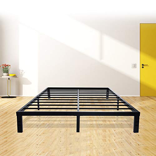 HOMUS 14 Inches Steel Slat Platform Bed Frame/Heavy Duty and Easy Assembly Mattress Foundation/Noise-Free Box Spring Replacement (Full, 6000H Reinforced Bed Frame)