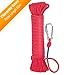 WUKONG Fishing Magnet Rope w/Carabiner, 6MM x 20M(65ft) Nylon Twisted Braided Rope,550 Lbs Breaking Strength All-Purpose Braided Rope Sports, Pet Toys, Crafts & Indoor Outdoor Use
