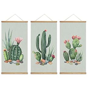 Hanging Poster with Wood Frames Beautiful Green Plants...