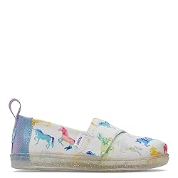 TOMS Girls Alpargata Loafer Flat, White Watercolor