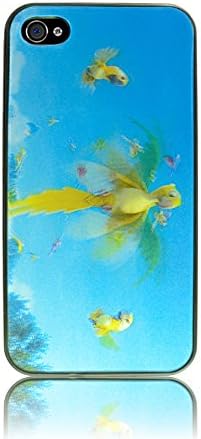 Iphone 4/4S premium 3D cover, case, moving picture, graphic, plastic, elegant (Yellow bird (black))