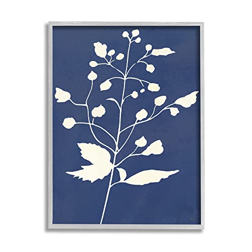 Stupell Industries Contemporary Botanical Sprig Shape Abstract Plant Leaves Fra…