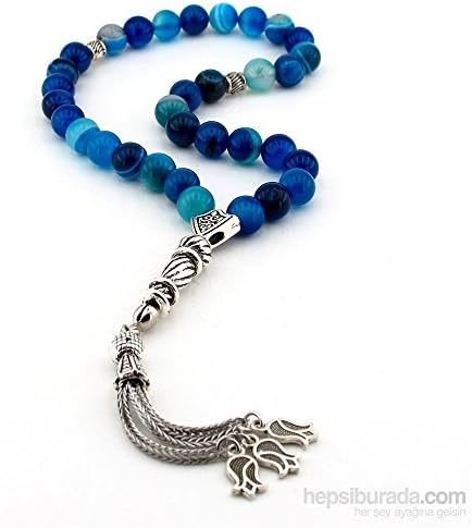 GloBeads Prayer Beads Turkish Gemstone Tasbih Gift, Move the Blue Quartz design 33 Per Cent Tasbih