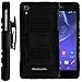 Sony Xperia Z2 Case, Sony Xperia Z2 Holster, Two Layer Hybrid Armor Hard Cover with Built in Kickstand for Sony Xperia Z2 from MINITURTLE | Includes Screen Protector - Black