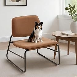 DAICO PU Faux Leather Orange Modern Accent Chair
