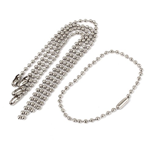 uxcell Stainless Steel Beaded Keychain Ball Chain 2.4mm x 155mm 5pcs Silver Tone