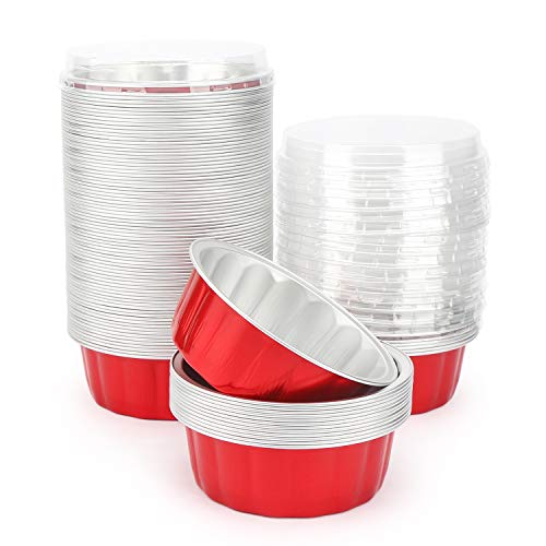 8 oz Disposable Ramekins, Beasea 50 Pack Aluminum Foil Cups with Lids