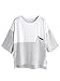 SweatyRocks Women's Color Block Half Sleeve High Low Casual Loose T-shirt Tops (One Size, Grey_White)