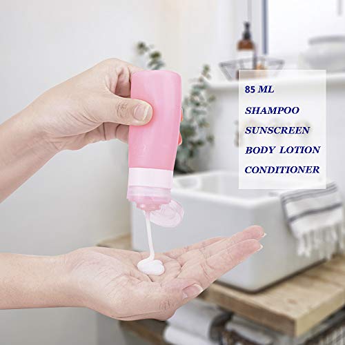 Travel Bottles TSA Approved Containers 3oz Leak Proof Silicone Travel Bottles Toiletries Containers with labels for Shampoo Conditioner Lotion Face Body Wash 6pcs