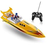 Top Race Remote Control Water Speed Boat, RC Boat for Kids, Perfect Toy for Pools and Lakes 8 Mph (Yellow)