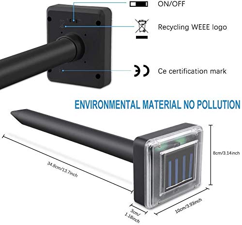 [2 Stück] Solar Maulwurfschreck, Ultrasonic Solar Maulwurfabwehr, IP56 Wasserdicht Wühlmausschreck, Mole Repellent, Maulwurfbekämpfung, Tiervertreiber Schädlingsbekämpfung für Den Garten