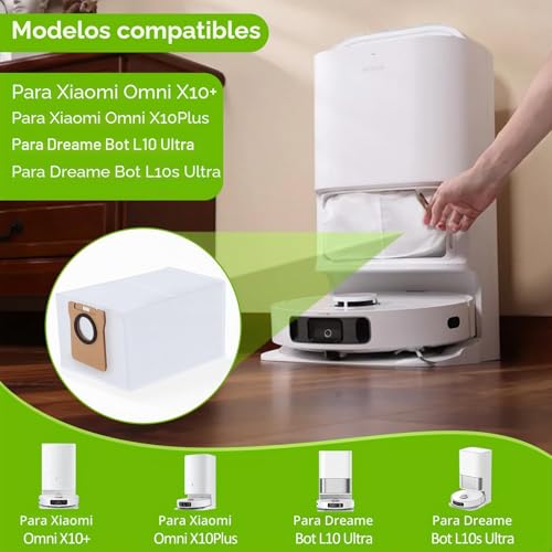 10 Dust Bags Compatible with Xiaomi X10/X10+, Replacement Bag Compatible with D-Reame L10s Ultra / L10 Ultra/L20 Ultra, Vacuum Cleaner Bags 2.5 L Effective Cleaning