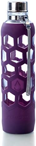 Insane Sale! GoGlass Terra Borosilicate Glass Water Bottle With Silicone Sleeve 24oz, No Plastic, Modern Large Drinking Reusable Travel Bottles (Mauve)