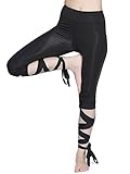 PERSUN Womens High Waist Cross Tie Up Stretchy Skinny Yoga Pants Leggings