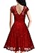 Missmay Women's Vintage Cap Sleeve Lace Overlay Elegant Evening Party Swing Dress