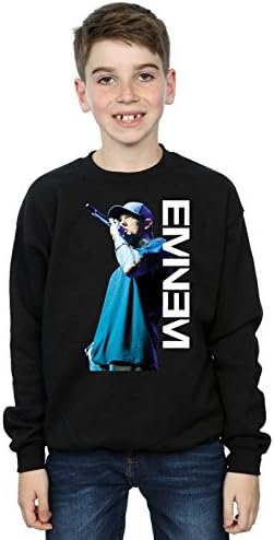 Eminem Boys Mic Pose Sweatshirt 9-11 Years Black