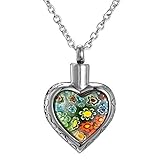Cremation Jewelry Multi-color Flower Urn Necklace Keepsake Pendant Memorial (Silver)