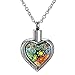 Cremation Jewelry Multi-color Flower Urn Necklace Keepsake Pendant Memorial (Silver)
