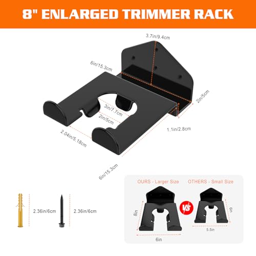Housolution Soporte Para Recortadoras de 8'', 2Pcs | Con Recubrimiento de Goma, Colgador Resistente para Desmalezar, Gancho Organizador Para Recortadora, Soplador De Hojas