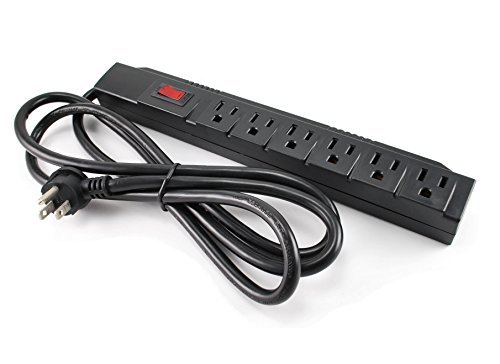 CablesOnline 6 Outlet Surge Strip , Horizontal , 250 Joules, (6 ft.) Cable, with Right Angle Plug