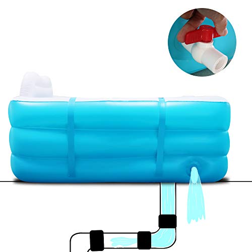 Inflatable Portable Bathtub, Family Bathroom Home Spa, Foldable Inflatable Durable Soaking Bathtub with Large Backrest, Outdoor Freestanding Inflatable Pool, Easy to Inflate and Use