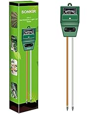 SONKIR Soil pH Meter, MS02 3-in-1 Soil Moisture/Light/pH Tester Gardening Tool Kits for Plant Care, Great for Garden, Lawn, Farm, Indoor & Outdoor Use (Green)