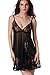 Sexy Lingerie,LOVEDATE Women's Sexy Lace Semi-Sheer Strap Babydoll Nightdress PJ Sleepwear(Medium, Black-2)