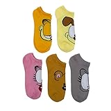 Garfield and Friends Ladies and Juniors 5 Pk (5 Pair) No Show Socks