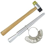 Ring Sizer Mandrel - Yookat Jewelers Rubber Hammer, Ring Mandrel Sizer with Ring Sizer Guage Set of 27 Pcs Circle Models Jewelry Tools Kit for Jewelry Making Measuring