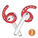 AhaStyle 3 Pairs AirPods Ear Hooks Cover Silicone Accessories Compatible with Apple AirPods and EarPods Headphones(Red)