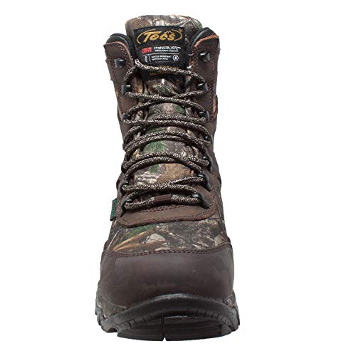 TECS Men's 9" Leather Boots: Waterproof for Hunting, Fishing, Hiking or Outdoors 400g, Camo, 12 M US