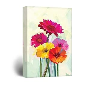 Canvas Wall Art - Watercolor Style Colorful Flowers - Giclee Print Gallery Wrap Modern Home Art Ready to Hang - 12x18 inches