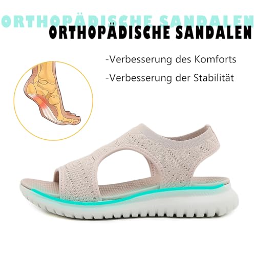 ZDQ Sandalias Mujer Verano Plana Comodas Zapatos, Deportiva Sandalias con Punta Abierta Rosa41