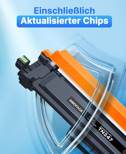 SODFACE TN-243CMYK TN247 Compatible with Brother TN 247 TN243 Toner for Brother MFC L3750CDW DCP-L3550CDW MFC-L3770CDW HL-L3210CW HL-L3230CDW MFC-L3730CW (Black, Cyan, Yellow, Magenta, 4-Pack)
