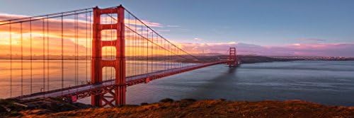 AT6002 San Francisco View Golden Gate Bridge Sunset Cityscape Panorama Poster Wall Art Print 24x72 Inch +2"Border