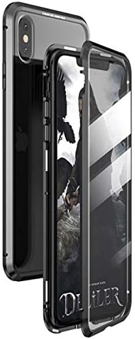 Magnetic Case for iPhone X XS MAX 7 8 Plus Coque Metal Phone Fundas Cover Double Sided Tempered Glass 360 Full Protective Carcasa (iPhone X,Black)