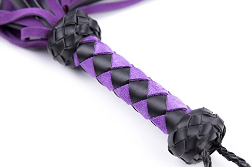 MSsmart (TM) Premium Suede Leather Floggers and Whips With Braided Handle Flogger,Purple - Thumbnail 3