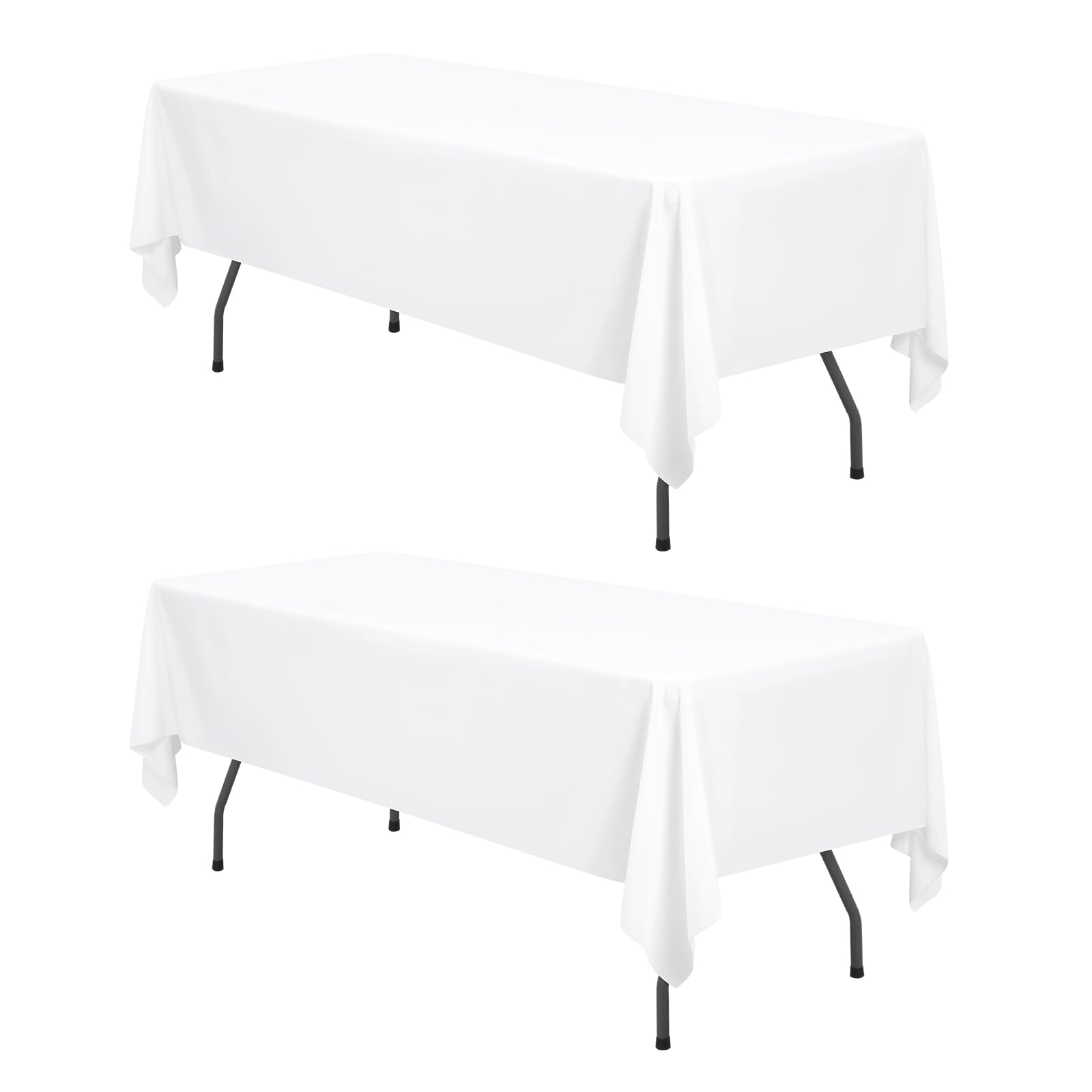 FXKS 2 Pack White Tablecloth 153 x 320 cm, Rectangle 8 FT Table Cloth, Stain and Wrinkle Resistant Washable Polyester Table Cloth for Dining Table, Buffet Parties and Wedding