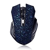 Tsmine Wireless Silent Gaming Mouse Noiseless Plus Large Mouse with 6 Buttons,3 Adjustable DPI for Laptop,MacBook 2017 and Android OS Tablet- Snow Blue