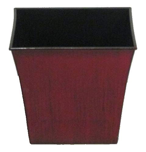 Admired By Nature Hand Painted 6" Square Plastic Pot Red & Black - for Home Dec…
