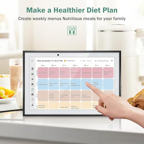 WiFi Digital Calendar Smart Family Planner,Chore Charts, Achievement Rewards, AI Meal Planning, Smart Touchscreen Interactive Display for Schedules and Cloud Photo Desk Calendar Refills, 10.1'' Black