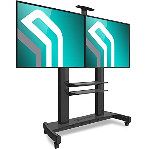 ONKRON Mobile TV Stand Dual Rolling TV Cart with Wheels for 40" 60