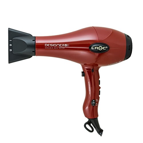 Croc Tru Silk Designer Red Blow Hair Dryer Gift Set (Include Magic Nozzle+2 Tion Silicone Hair Clips)