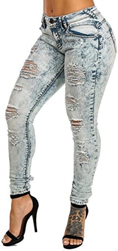 Toxic Rose Acid Wash Butt Lifting Distressed Skinny Jeans 10199L