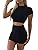 SINRGAN Women's Sexy 2 Piece Outfits Fitted Crop Top Short Sleeve Bodycon Skirt Set