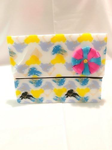 Multi Colored Fold Over Clutch Purse (Yellow, White, Black &amp; Blue)