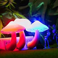 Gotian Colorful Energy Saving Cute Mushroom Shape LED Night Light Sensor Control Lamp Bedside Wall for Bedroom Baby Room Bathroom Corridor (Multicolor)